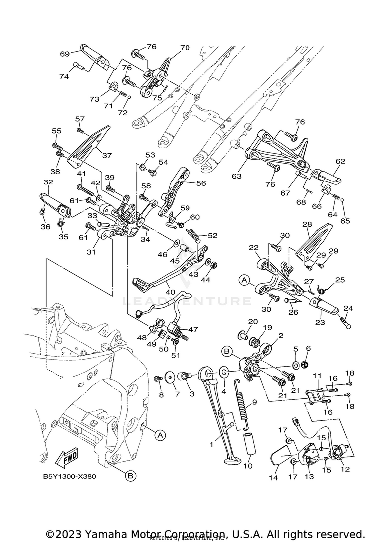 Stand & Footrest MT10 - MT10NCB - 2022 Schematic