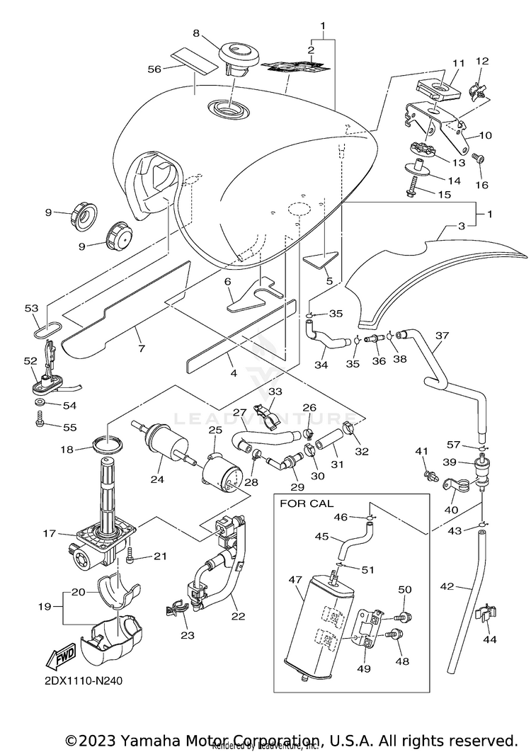 Fuel Tank BOLT R SPEC CA - XVS95CECGR - 2014 Schematic
