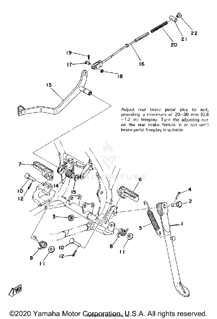 Stand - Footrest - Brake Pedal Schematic