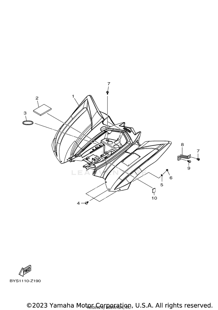 Rear Fender RAPTOR 110 - YFM01RYXRG - 2024 Schematic