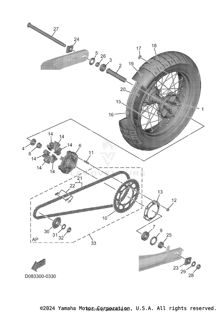 Rear Wheel TENERE 700 WORLD RAI - XTZ7WRTCB - 2026 Schematic
