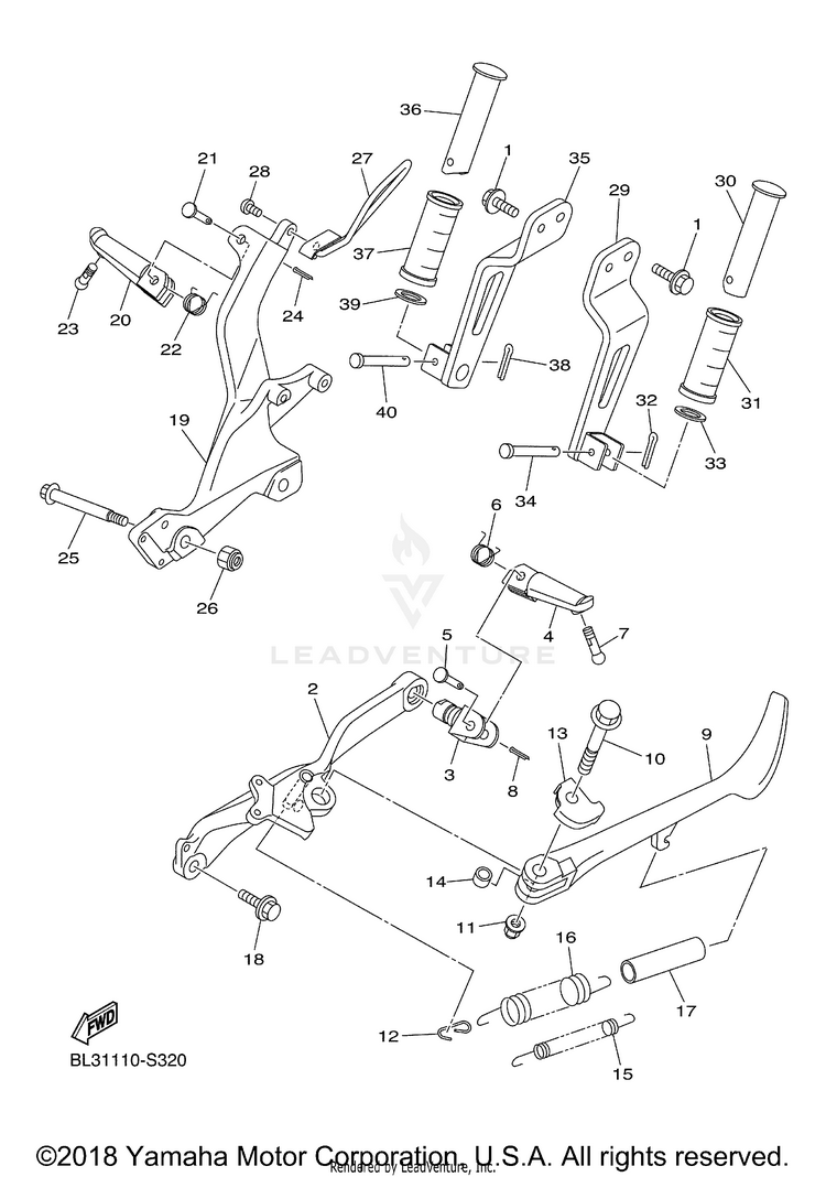 Stand Footrest SR950 - SCR95HCGY - 2017 Schematic