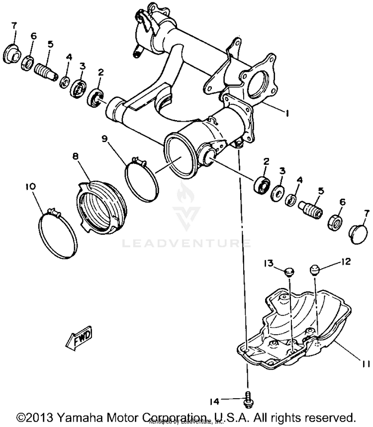 Swing Arm BIG BEAR 4WD - YFM350FWD - 1992 Schematic