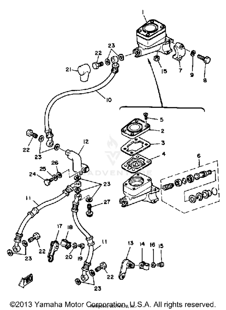 Front Master Cylinder XS1100SG - 1980 Schematic