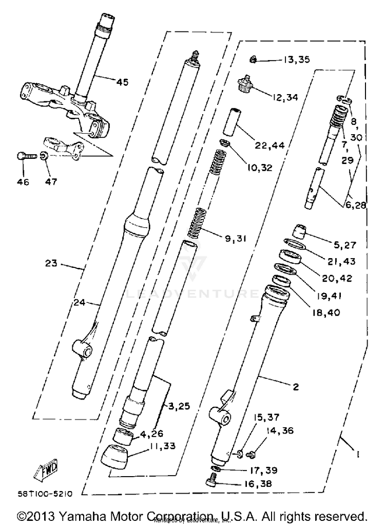 Front Fork (Yz80n) Schematic