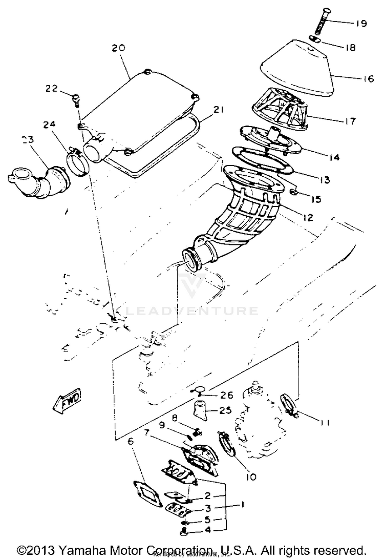 Air Filter BLASTER - YFS200E - 1993 Schematic