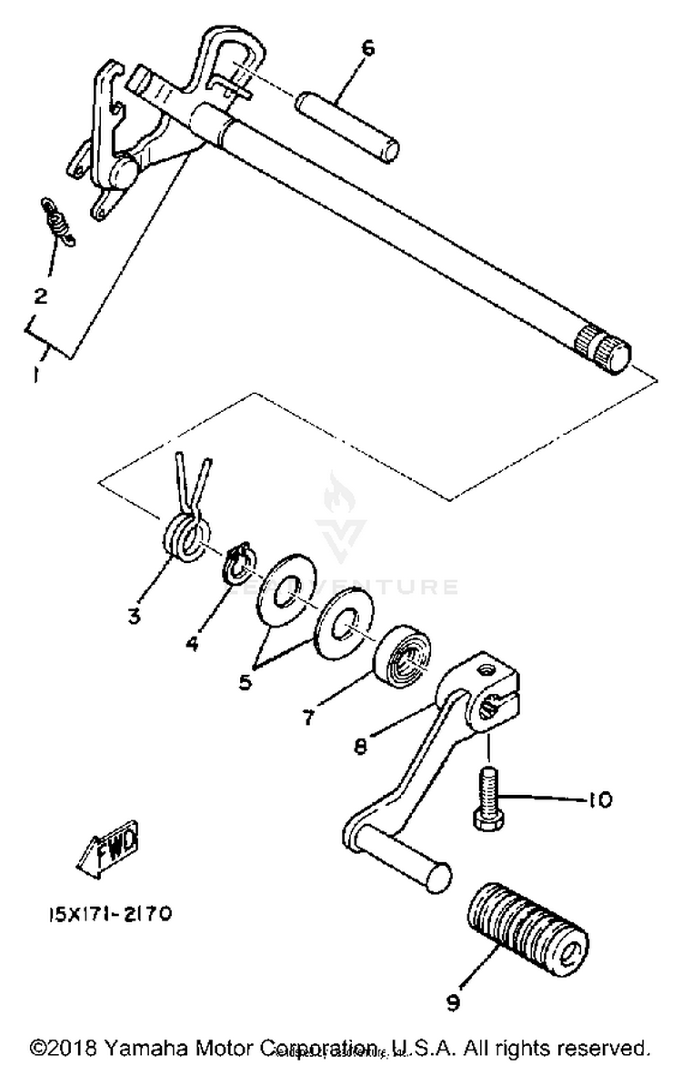 Shift Shaft BIG WHEEL - BW200S - 1986 Schematic