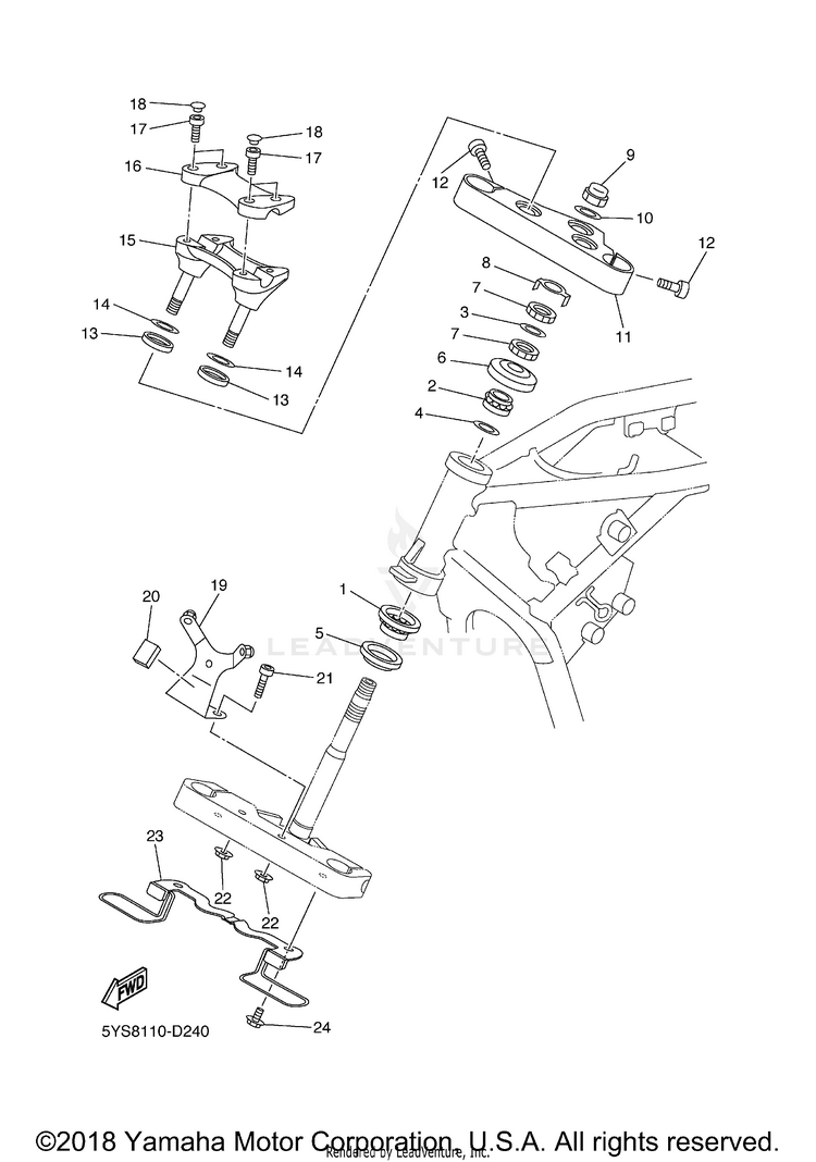Steering V STAR 1100 CLASSIC - XVS11AWTC - 2005 Schematic