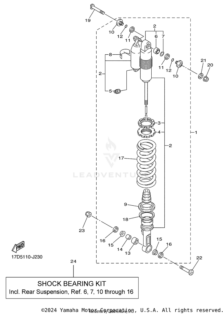 Rear Suspension YZ250FB - YZ250FBL - 2012 Schematic