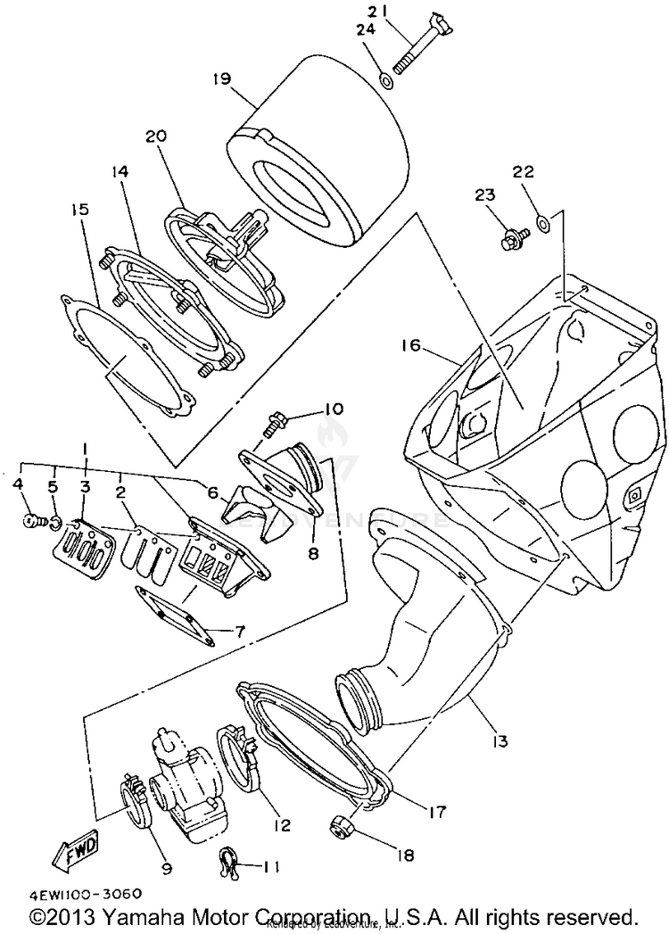 Air Filter YZ250E1 - 1993 Schematic