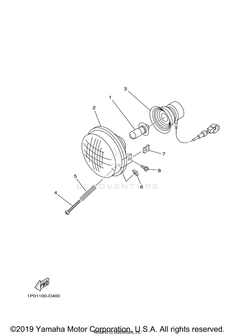 Headlight KODIAK 700 - YFM70KDXJG - 2018 Schematic