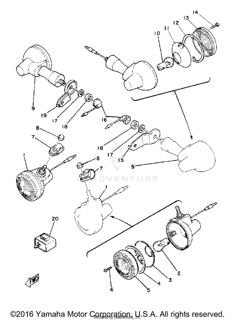 Flasher Lights XT250 - XT250H_198 - 1981 Schematic