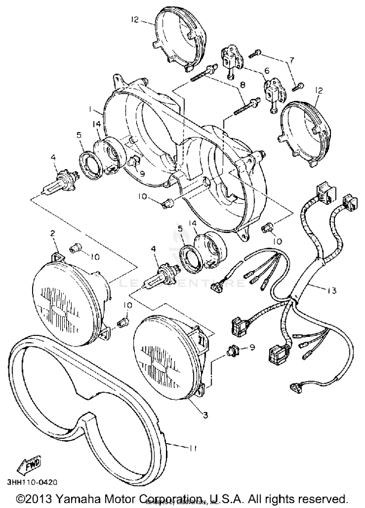 Headlight FZR600RAC - 1990 Schematic