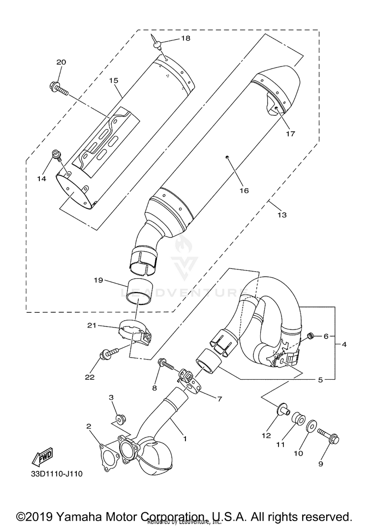 Exhaust YZ450F - YZ450FAB - 2011 Schematic