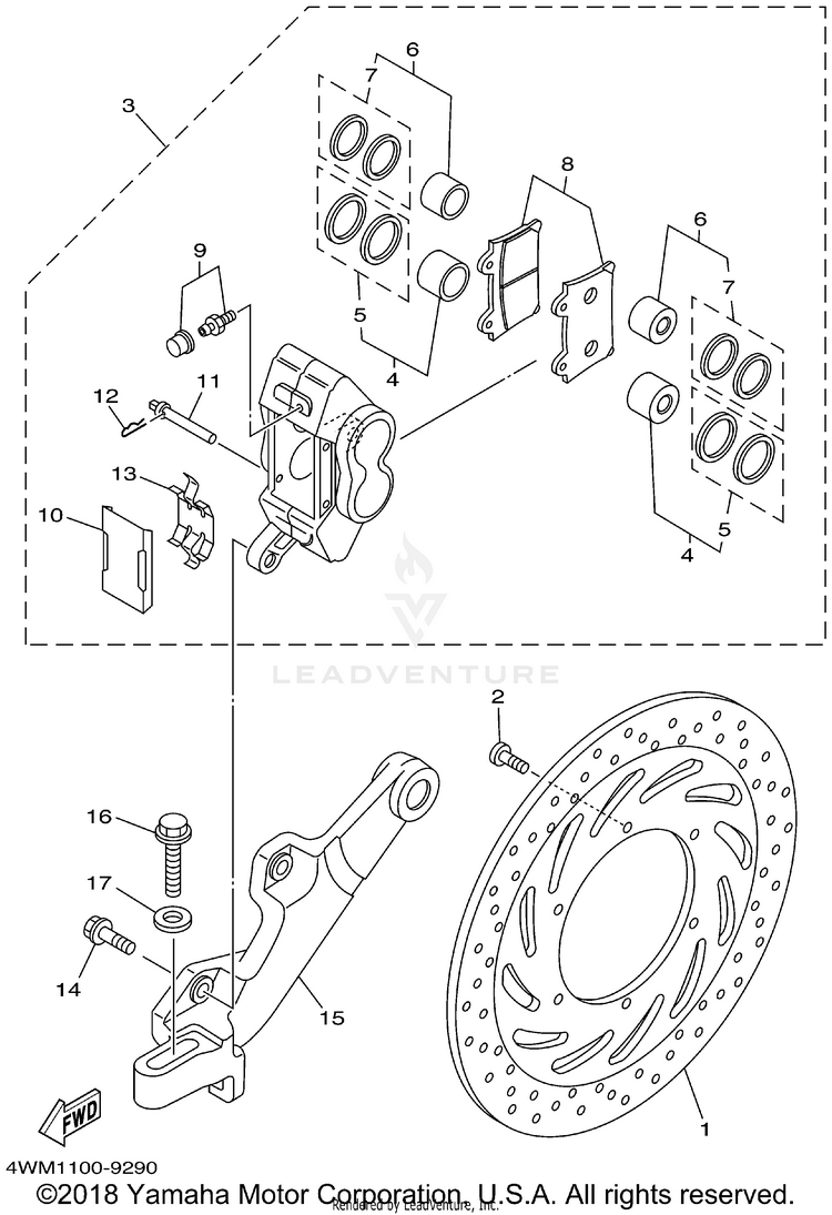 Rear Brake Caliper Schematic