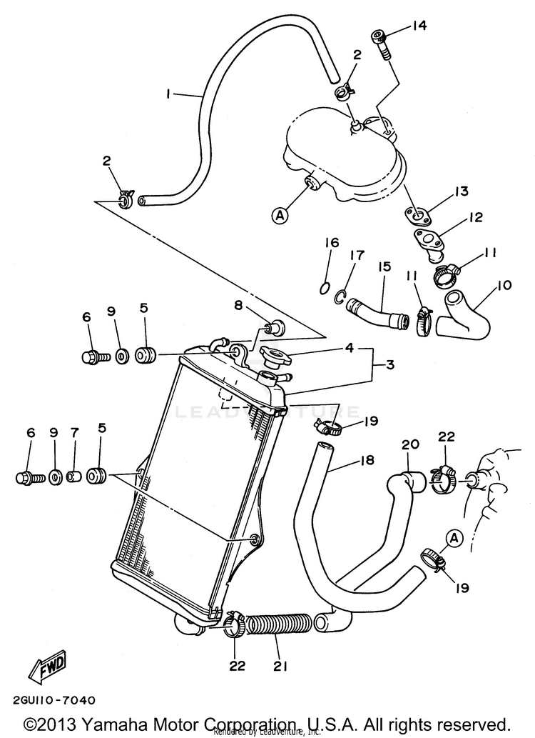 Radiator - Hose BANSHEE - YFZ350H - 1996 Schematic