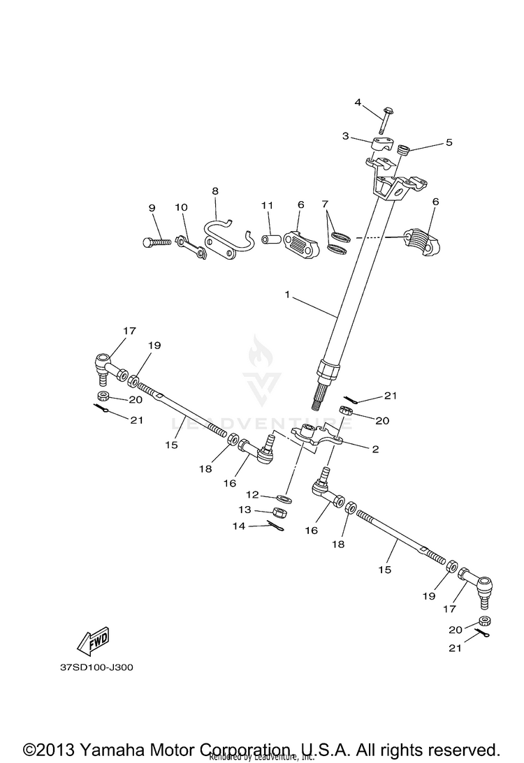 Steering GRIZZLY 350 4WD - YFM35FGAGR - 2011 Schematic