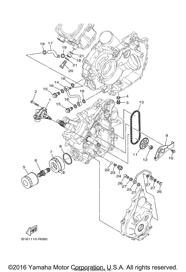 Oil Pump KODIAK 700 4WD - YFM70KDXGG - 2016 Schematic