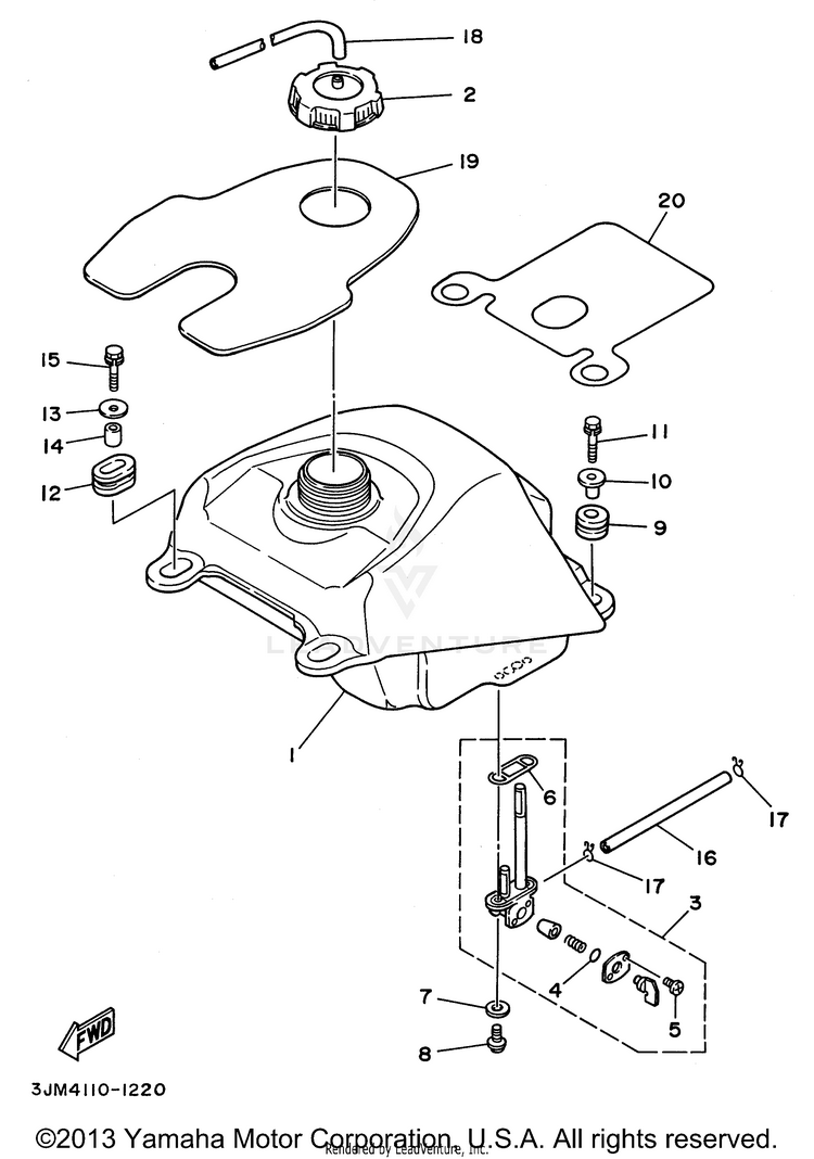 Fuel Tank BLASTER - YFS200H - 1996 Schematic
