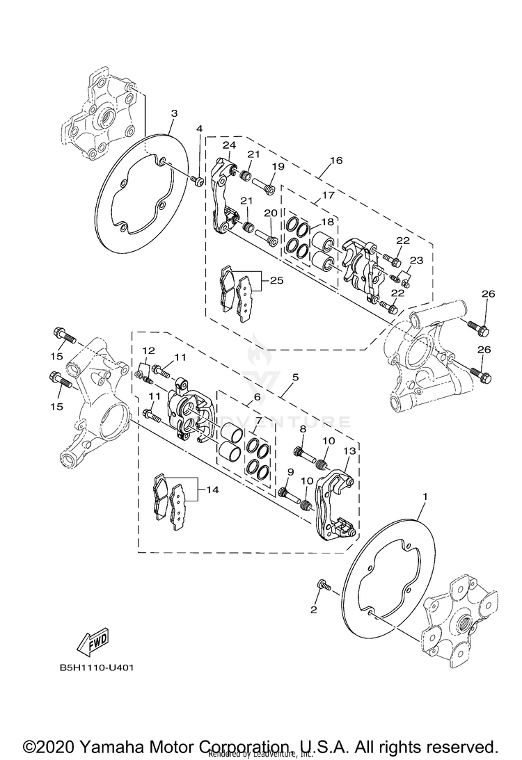 Rear Brake Caliper YXZ1000R SS SE CAL - YXZ10YCCMW - 2021 Schematic