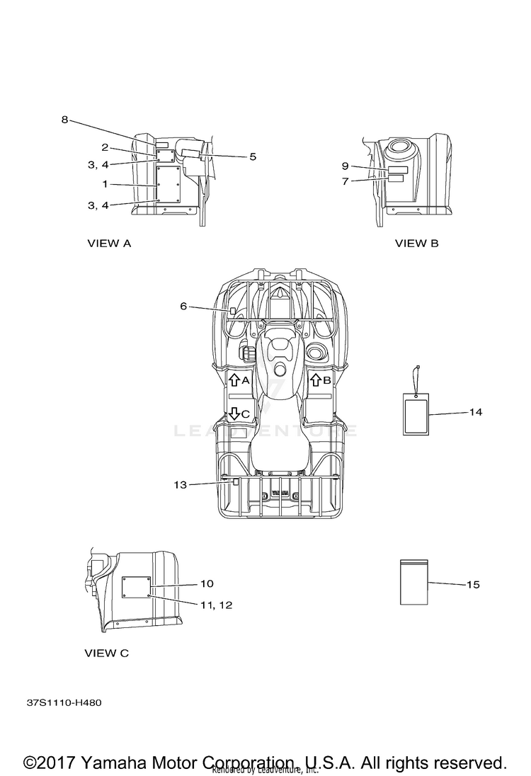 Emblem Label 1 GRIZZLY 450 4WD - YFM45FGYB - 2009 Schematic