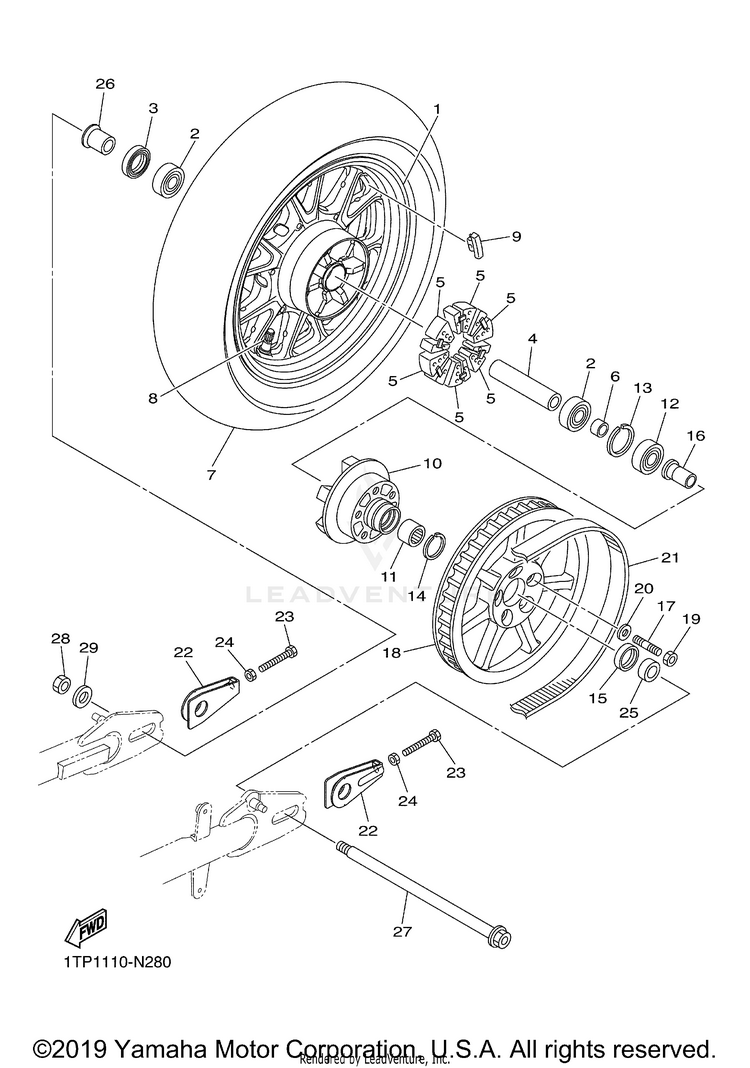 Rear Wheel BOLT - XVS95CGCB - 2016 Schematic