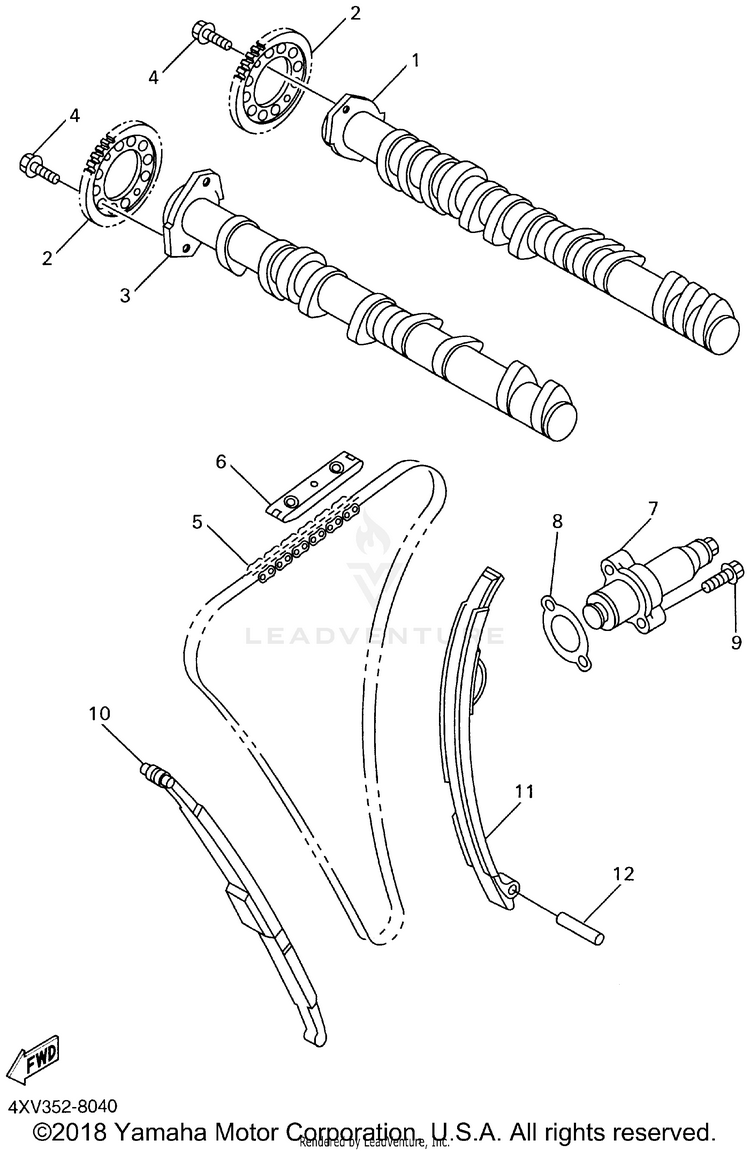 Camshaft Chain YZFR1 - YZFR1SNC - 2001 Schematic