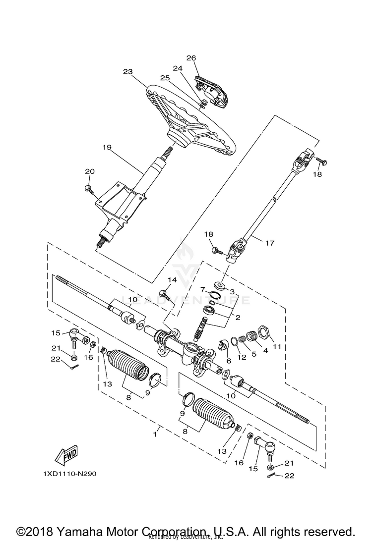 Steering VIKING 700 - YXM700DEG - 2014 Schematic
