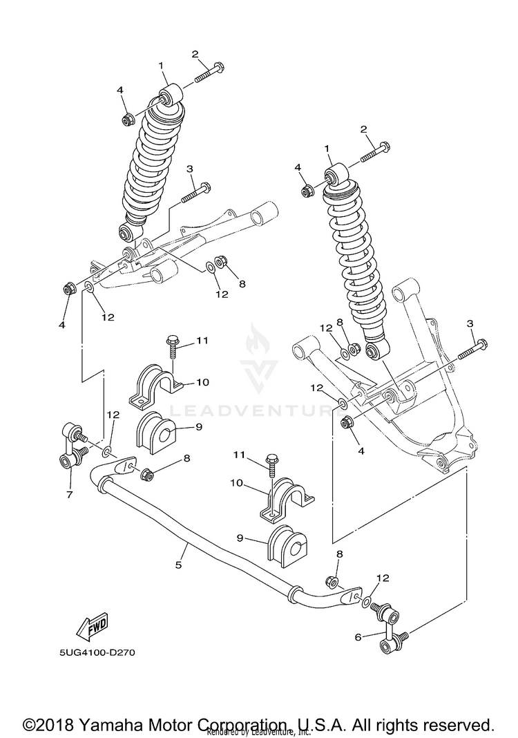 Rear Suspension RHINO 450 HUNTER - YXR45FHX - 2008 Schematic