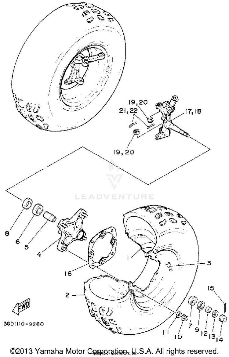 Front Wheel BANSHEE - YFZ350D_MN - 1992 Schematic