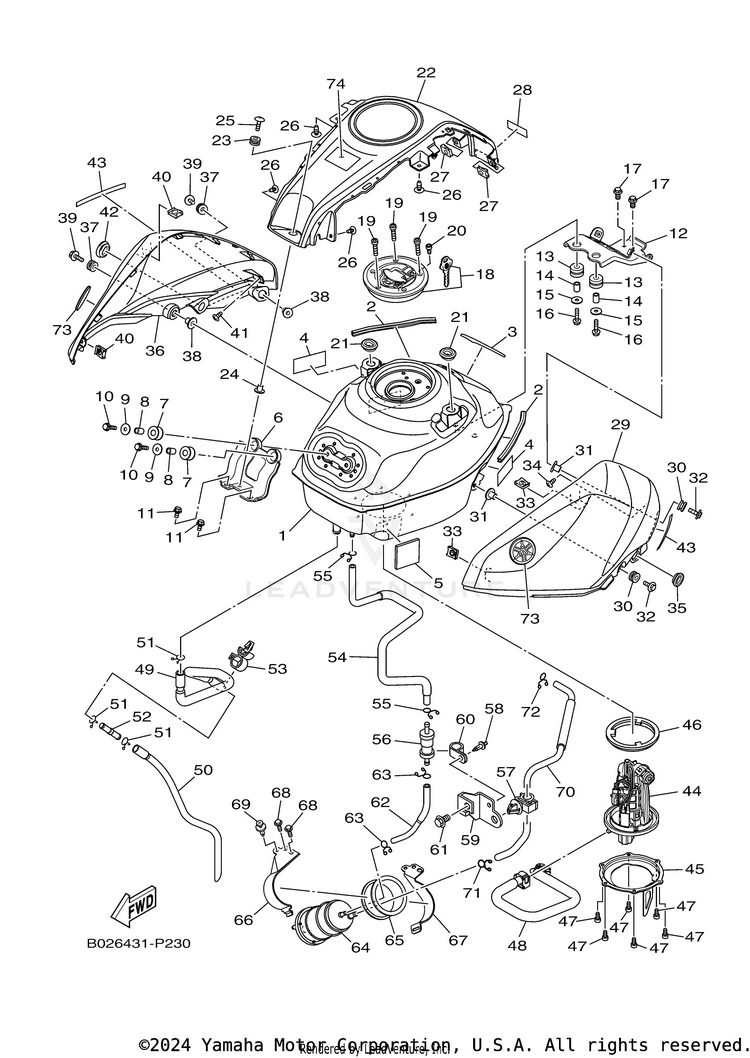 Fuel Tank YZFR3 - YZFR3FB - 2015 Schematic