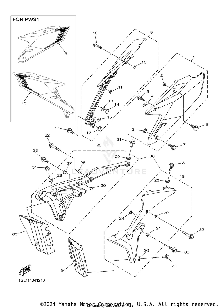 Side Cover YZ450F - YZ450FEL - 2014 Schematic