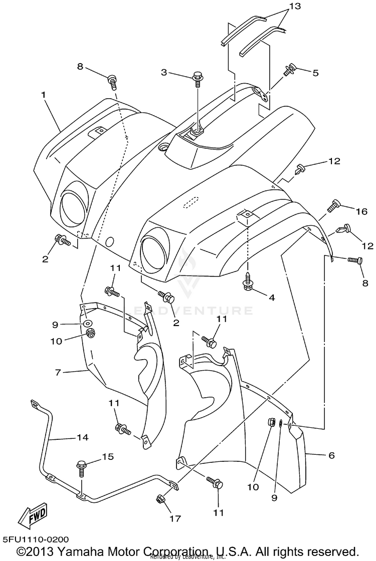 Front Fender BIG BEAR 400 4WD_REAL TREE XTRA - YFM400FHP - 2002 Schematic