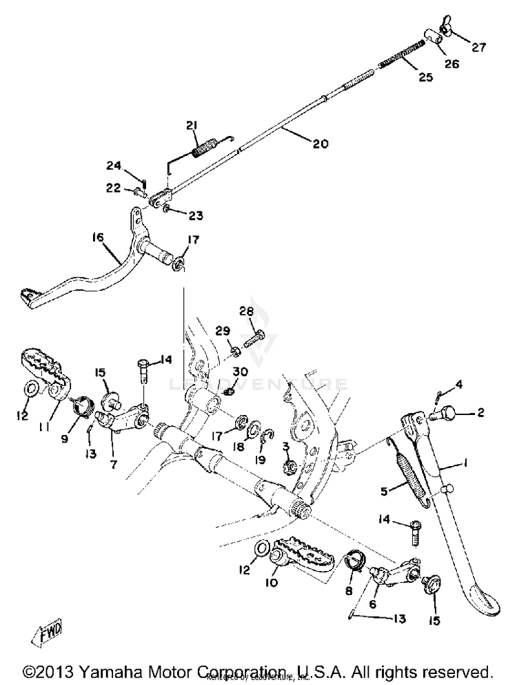 Stand - Footrest - Brake Pedal Schematic