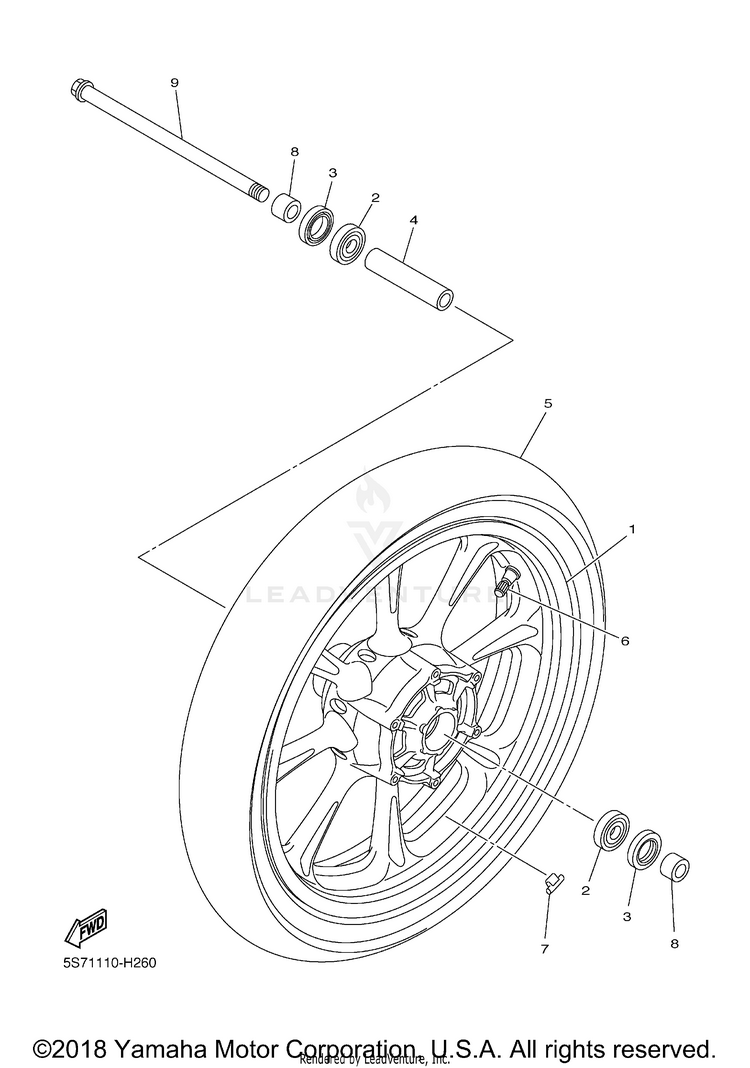 Front Wheel V STAR 950 TOURER - XVS95CTACB - 2011 Schematic