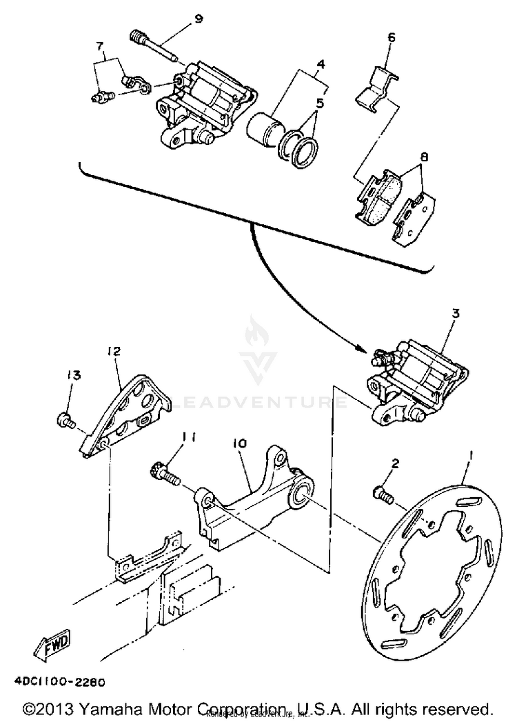 Rear Brake Caliper Schematic