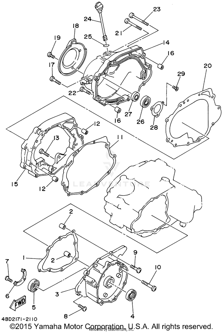 Crankcase Cover 1 BEAR TRACKER 2WD_REALTREE - YFM250XHP - 2002 Schematic