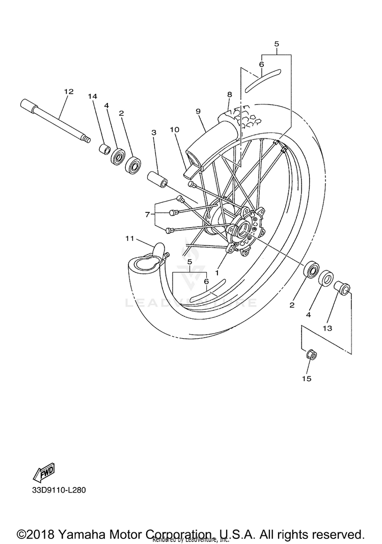 Front Wheel YZ450F - YZ450FDL - 2013 Schematic