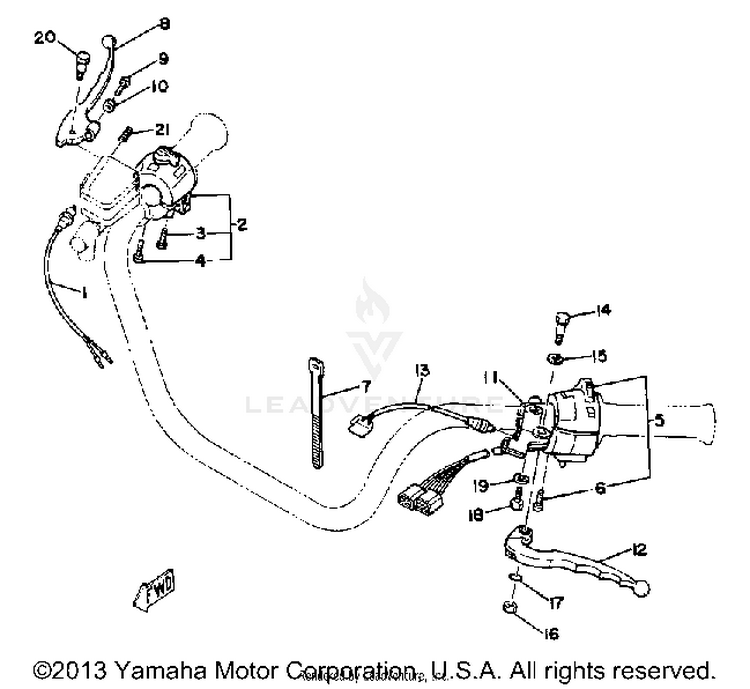 Handle Switch Lever XS1100SH - 1981 Schematic