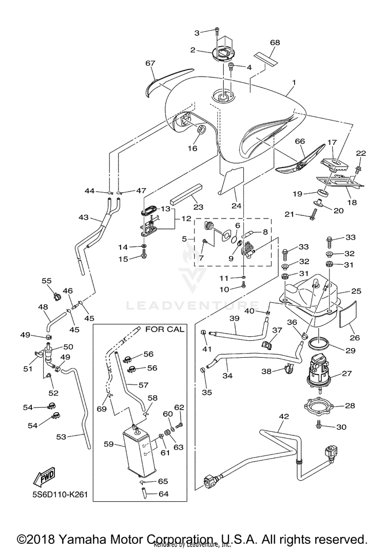 Fuel Tank V STAR 1300 TOURER - XVS13CTBCG - 2012 Schematic