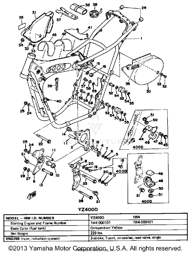 Frame Side Cover Yz400d E Schematic
