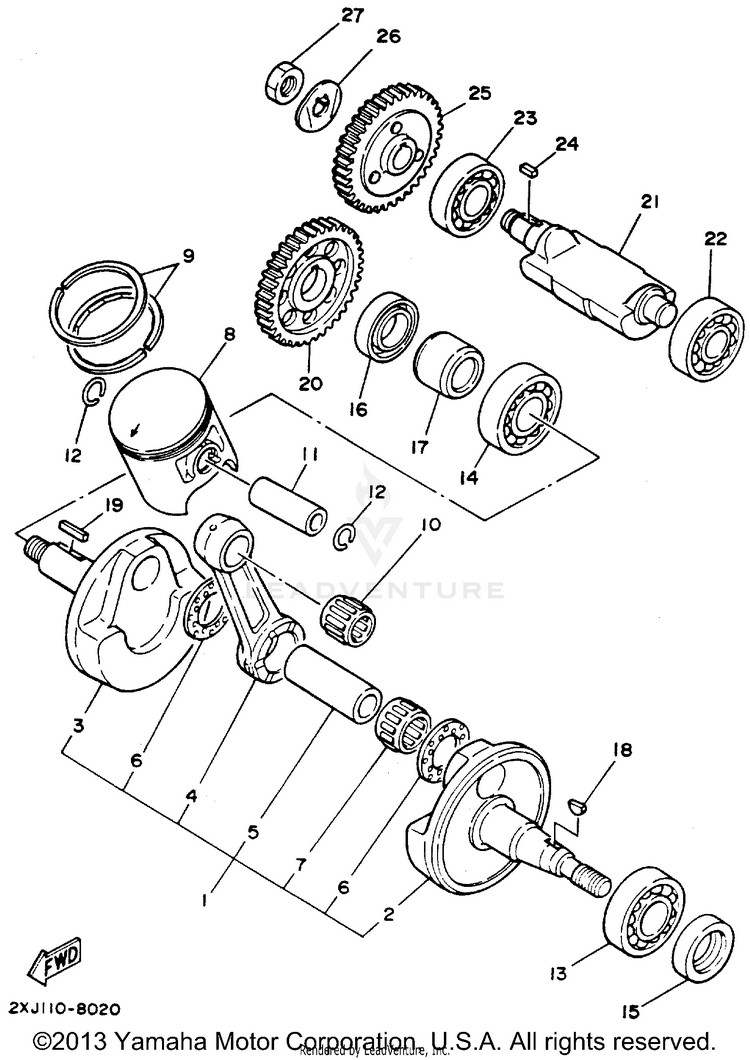 Crankshaft Piston BLASTER - YFS200F - 1994 Schematic