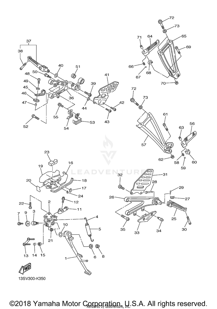 Stand Footrest YZFR6 - YZFR6GCGY - 2016 Schematic