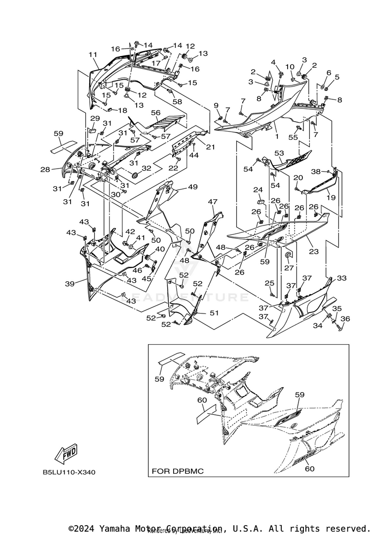Cowling 1 YZFR3 ABS - YZFR3ANB - 2022 Schematic