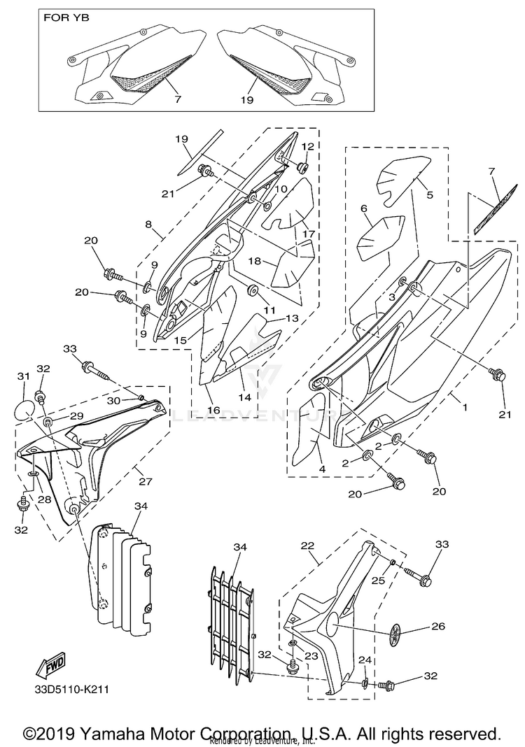 Side Cover YZ450F - YZ450FAB - 2011 Schematic
