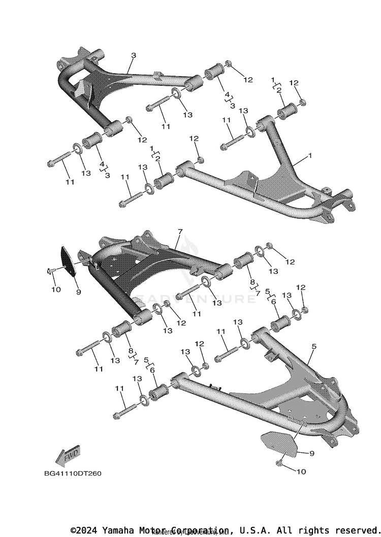 Rear Arm WOLVERINE X4 - YXF85WPAJL - 2018 Schematic