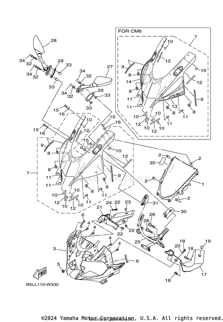 Windshield YZFR3 ABS - YZFR3AMB - 2021 Schematic