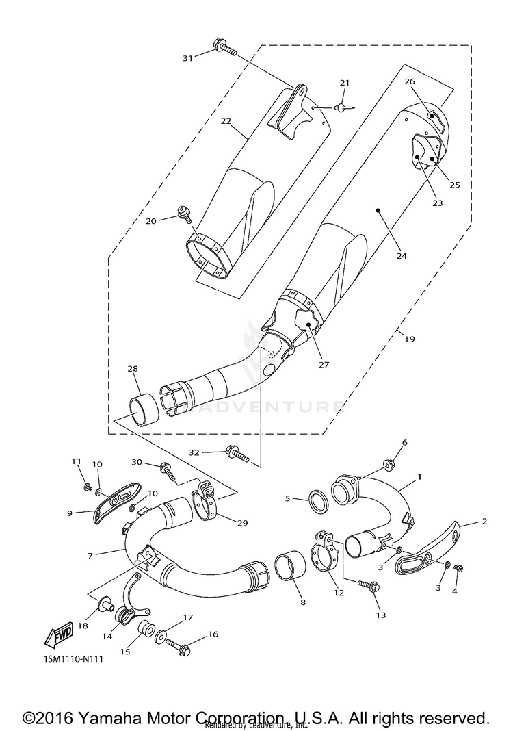 Exhaust YZ250F - YZ250FG - 2016 Schematic