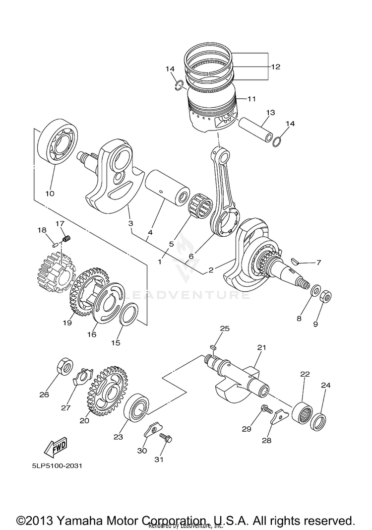 Crankshaft Piston RAPTOR BLACK LIMITED EDITION - YFM660RLER - 2003 Schematic