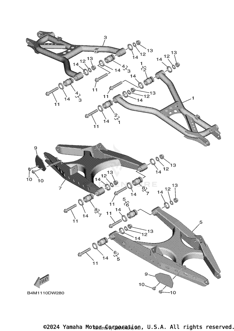 Rear Arm WOLVERINE RMAX 2 - YXE10WPAMS - 2021 Schematic